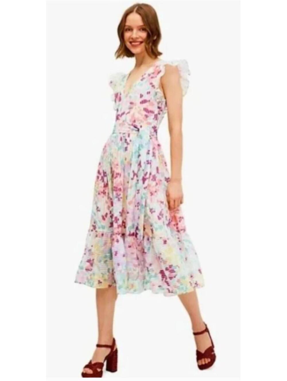 NWOT Kate Spade painted petals burnout dress w/pockets size 14 floral print